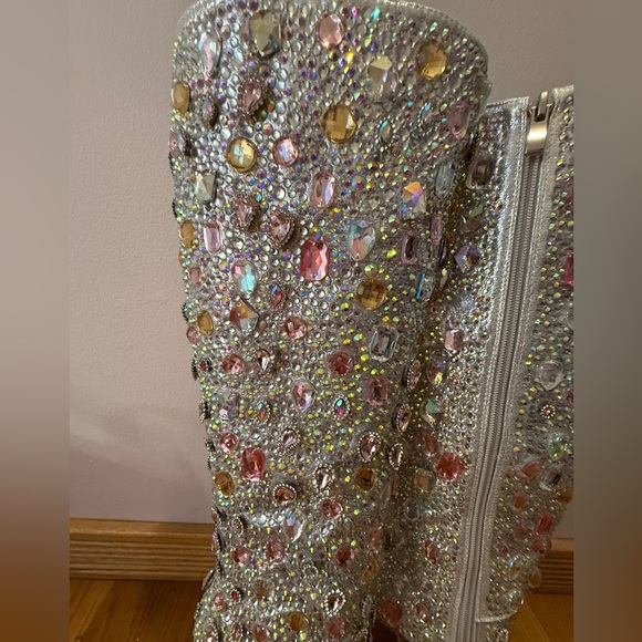 Azalea Wang ARNICA-PINK JEWELED STILETTO KNEE HIGH BOOT 6.5 - Picture 4 of 10